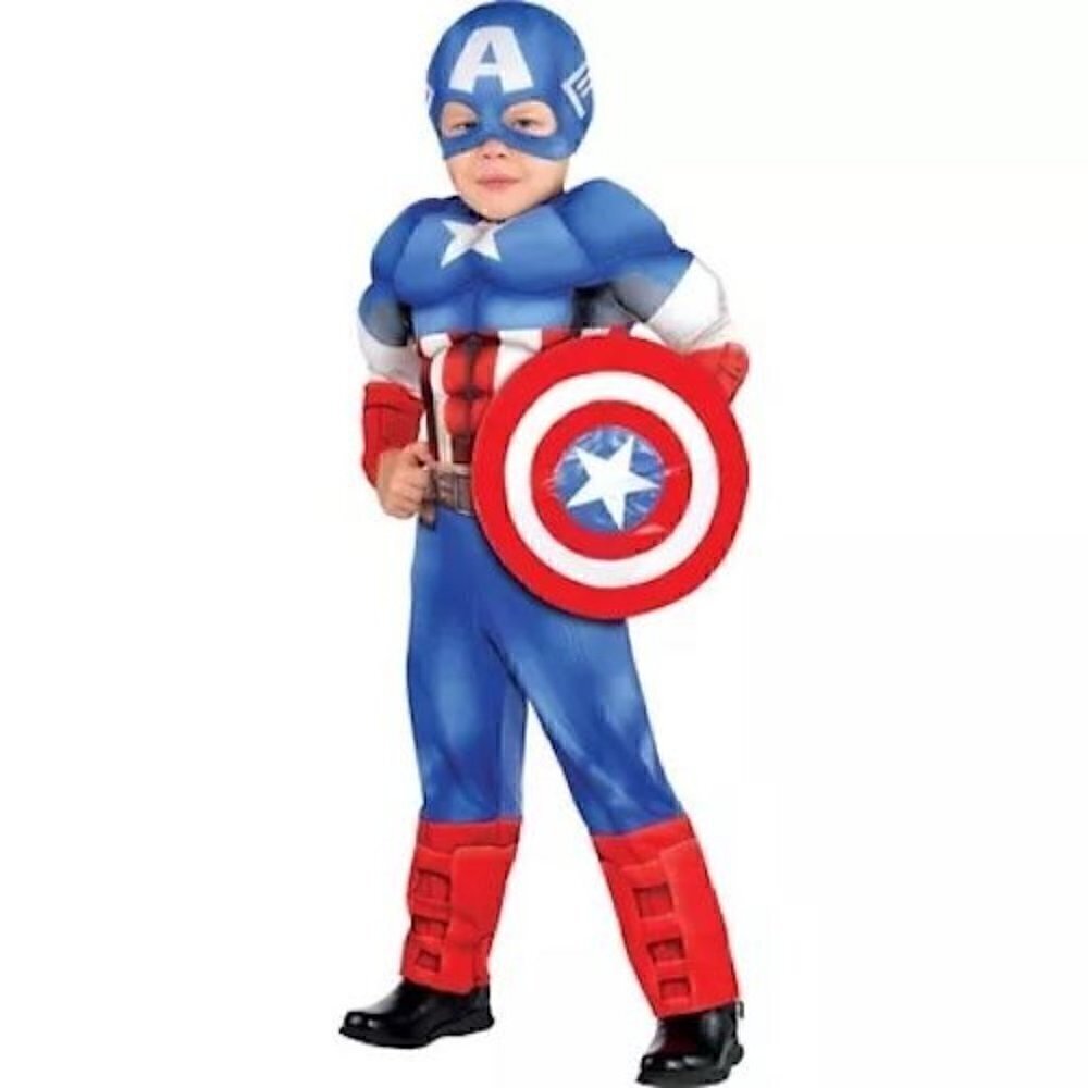 Classic Captain America Muscle Costume, Super Hero Child Large 12-14